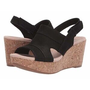 Collections by Clarks Annadel Ivory Wedge Sling Back Suede Leather Sandals 8.5